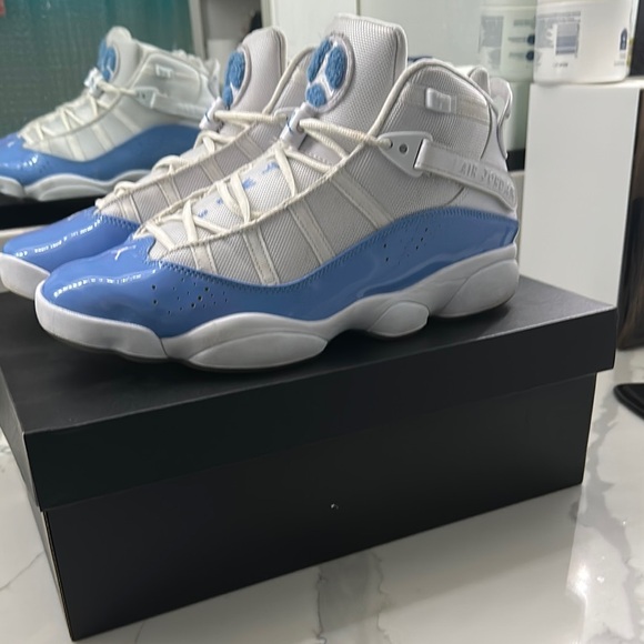 Jordan Blue and White High-Top Sneakers